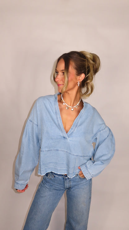 Demi Washed Denim Top