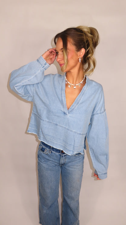 Demi Washed Denim Top