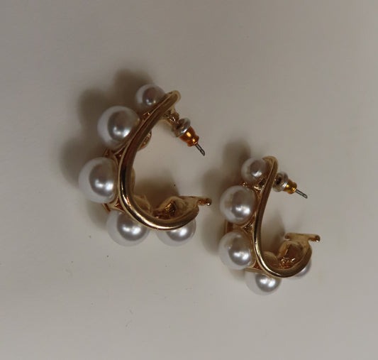 Pearl Drop Hoop Earrings