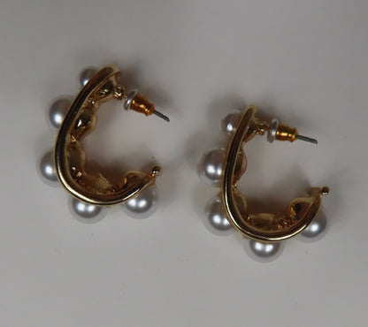 Pearl Drop Hoop Earrings