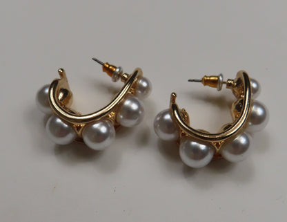 Pearl Drop Hoop Earrings