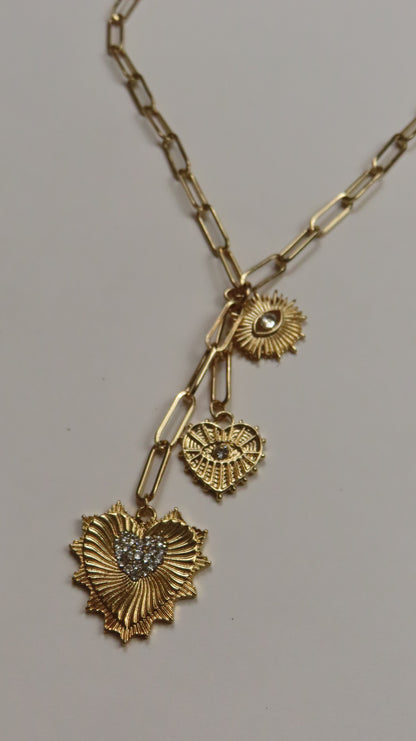 Sun Heart Charm Necklace