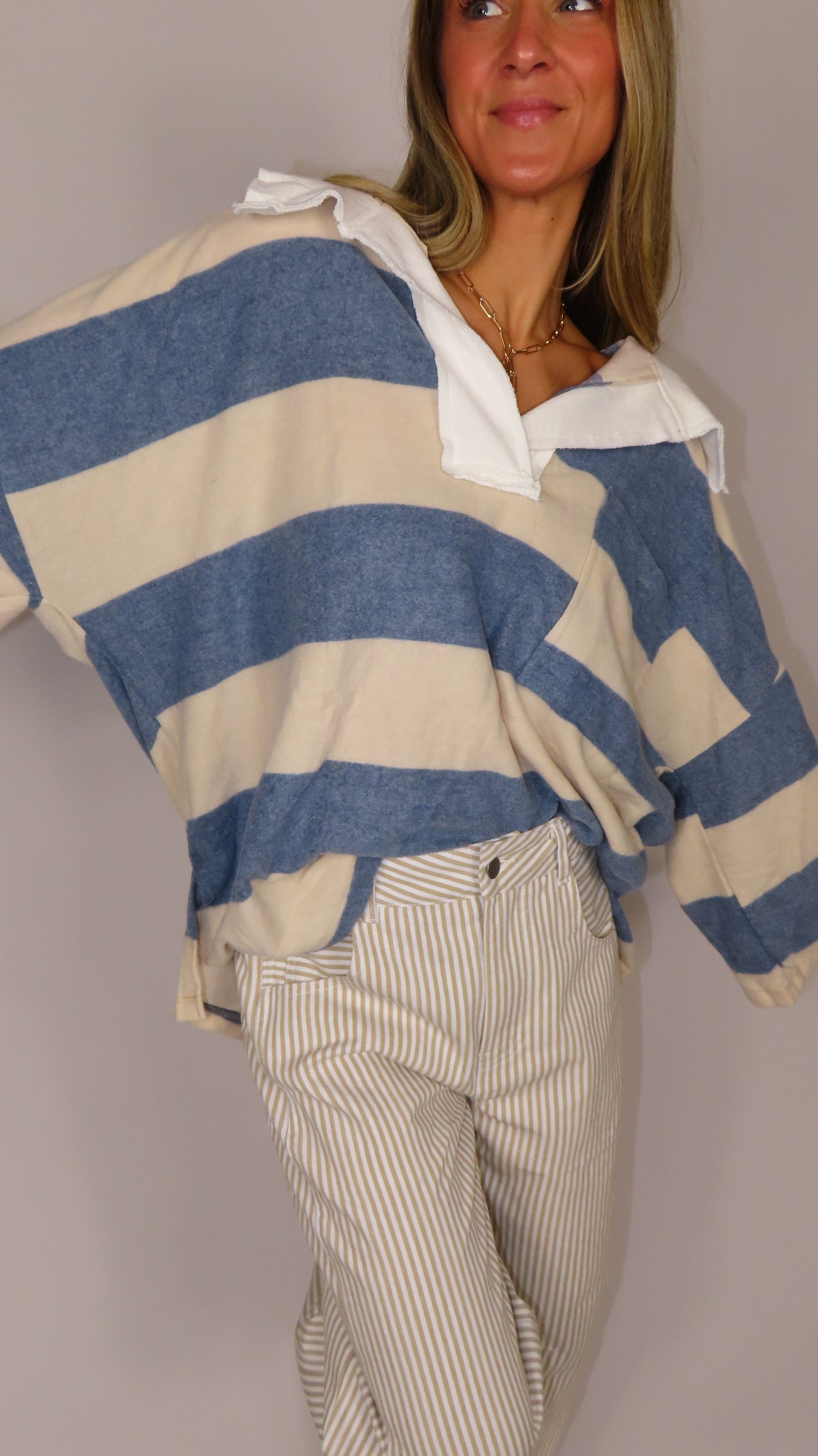 Chloe Striped Collared Top