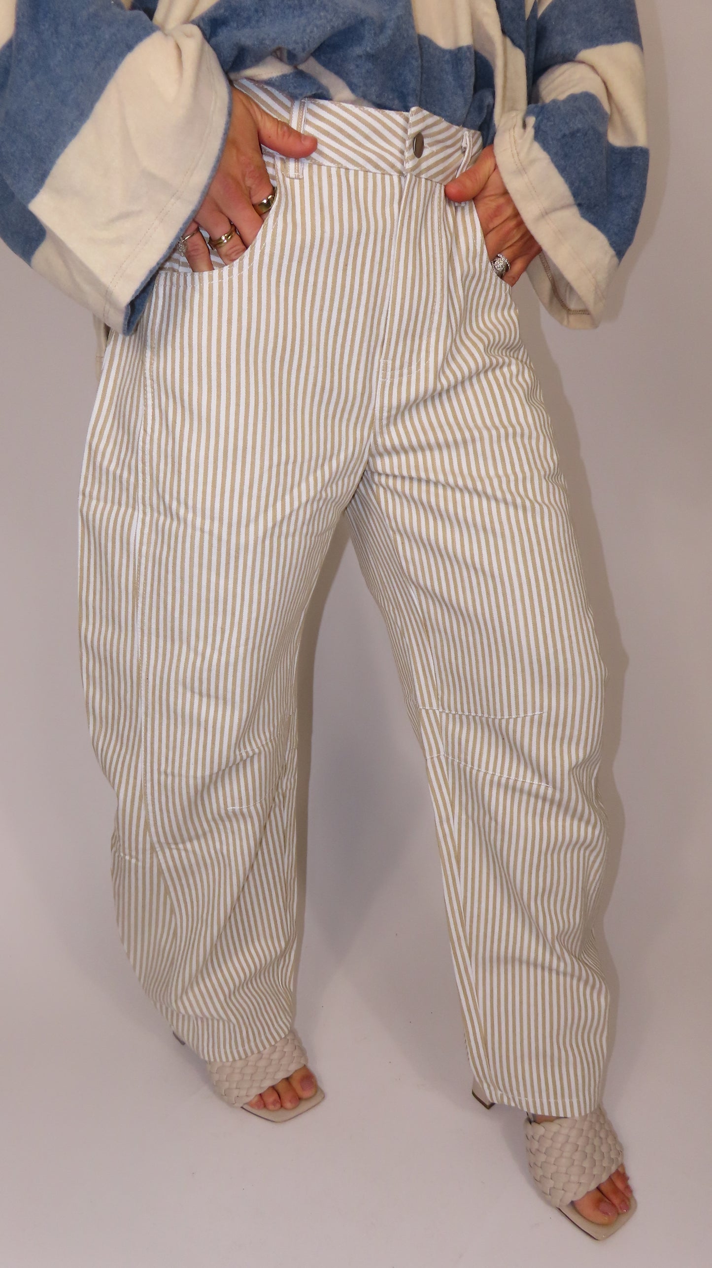 Harper Pinstripe Barrel Pants