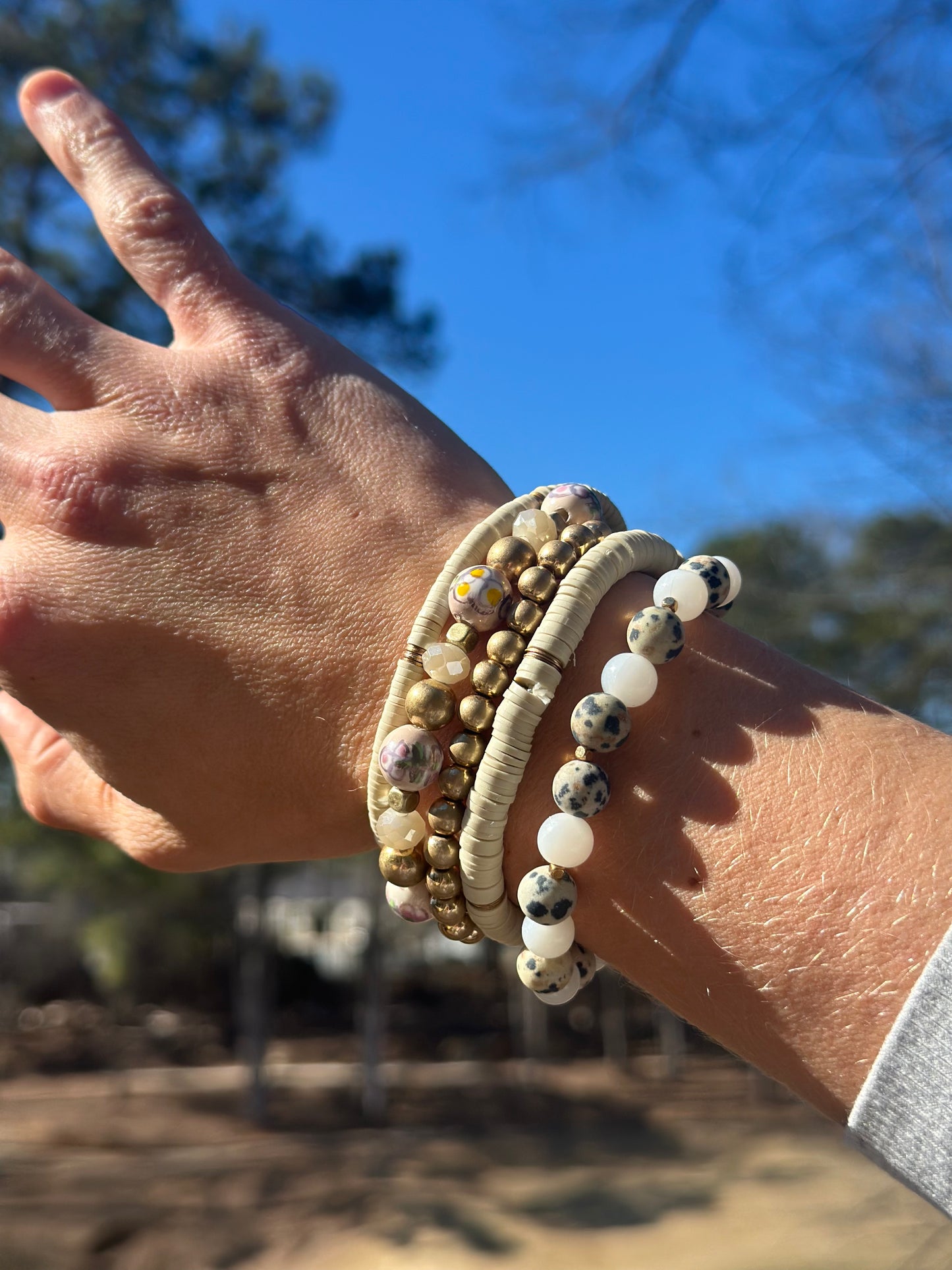 Multi Bead Bracelet - Lt. Brown