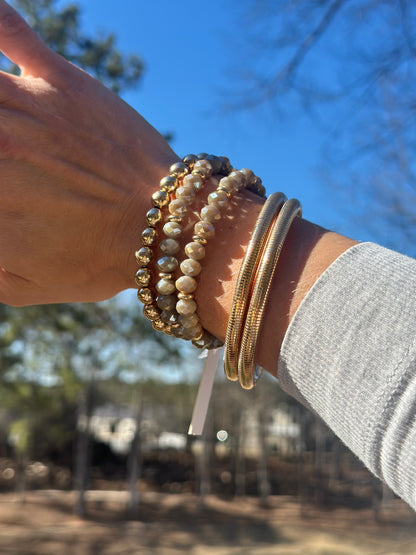 Glass Bead and Gold Bracelet Set