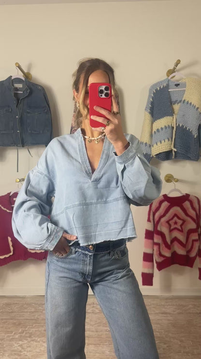 Demi Washed Denim Top