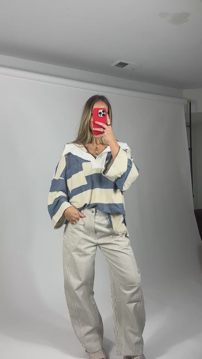 Chloe Striped Collared Top